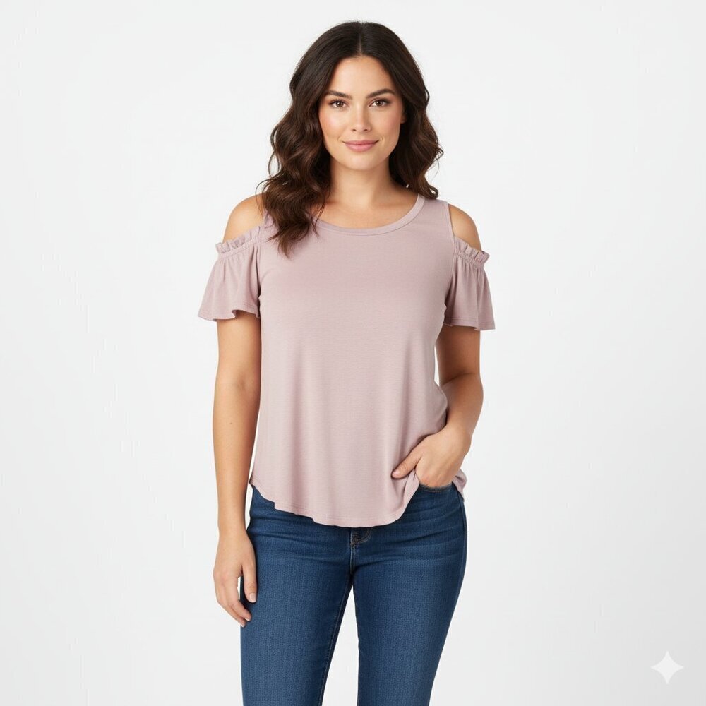 Sienna Sky small dusty rose cold shoulder top
